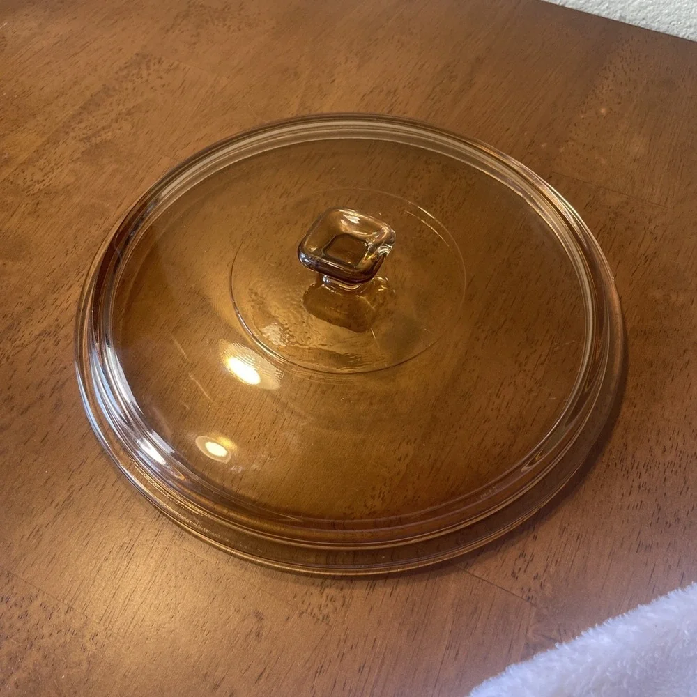 Anchor Hocking Amber Lid Quart Ovenware Casserole Lid -  9